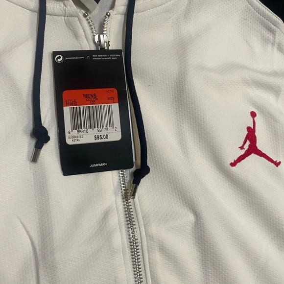 Jordan White and Black Windbreaker with Red Accent - Picture 3 of 4